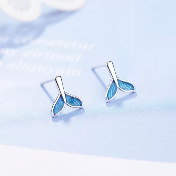 Jewelry - 925 Sterling Silver Mermaid Tail Stud Earrings